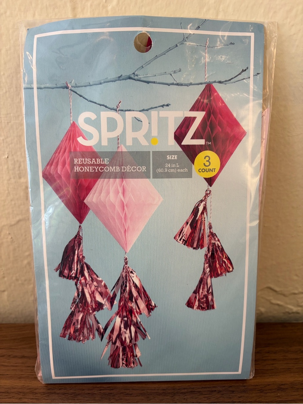 Spritz 3-Piece Pink Honeycomb Hanging Party Decor 24 Inch